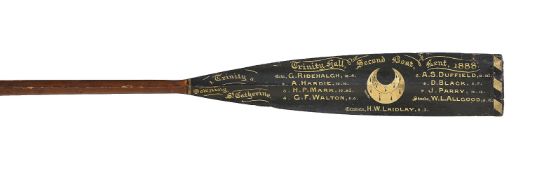 A Victorian painted pine oar