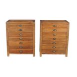 A pair of softwood side cabinets