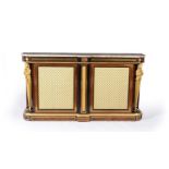 ϒ A rosewood, brass mounted and parcel gilt side cabinet