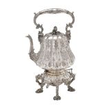 ϒ An electroplated lobed baluster kettle on stand