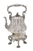 ϒ An electroplated lobed baluster kettle on stand