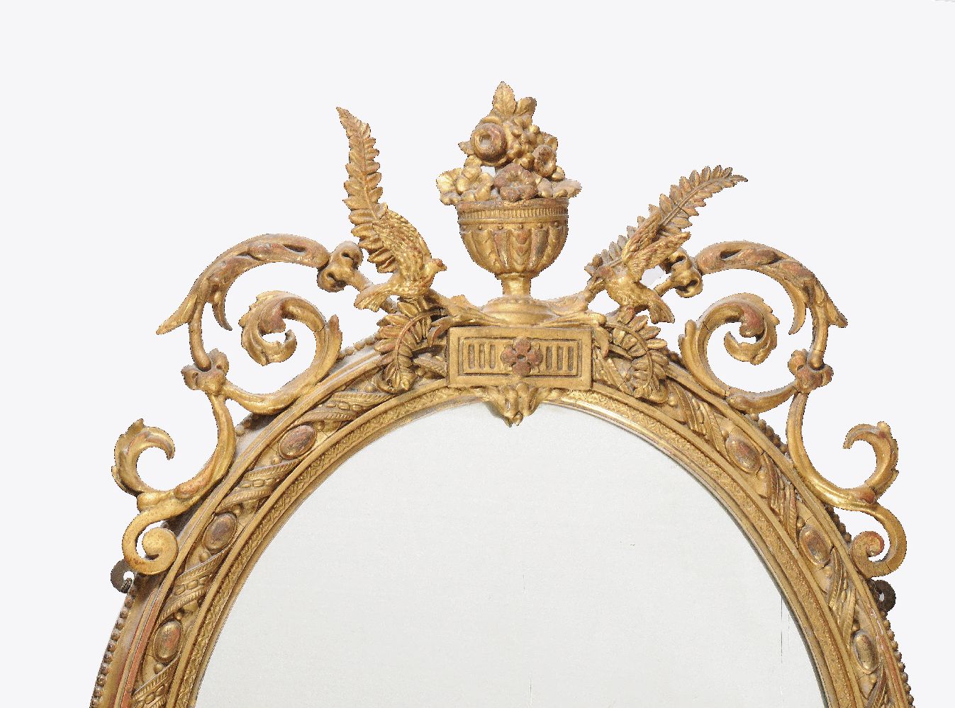 A Victorian oval giltwood and composition girandole wall mirror - Image 2 of 4