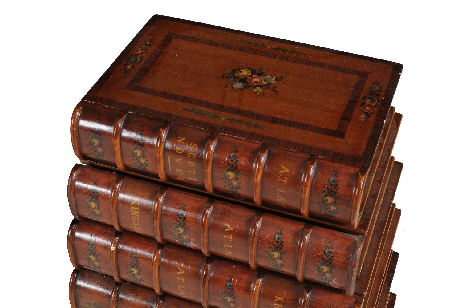 A pair of bedside chests in the form of six false book bindings - Image 4 of 5