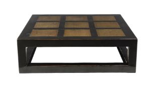 A Chinese hardwood and hardstone inlaid coffee table