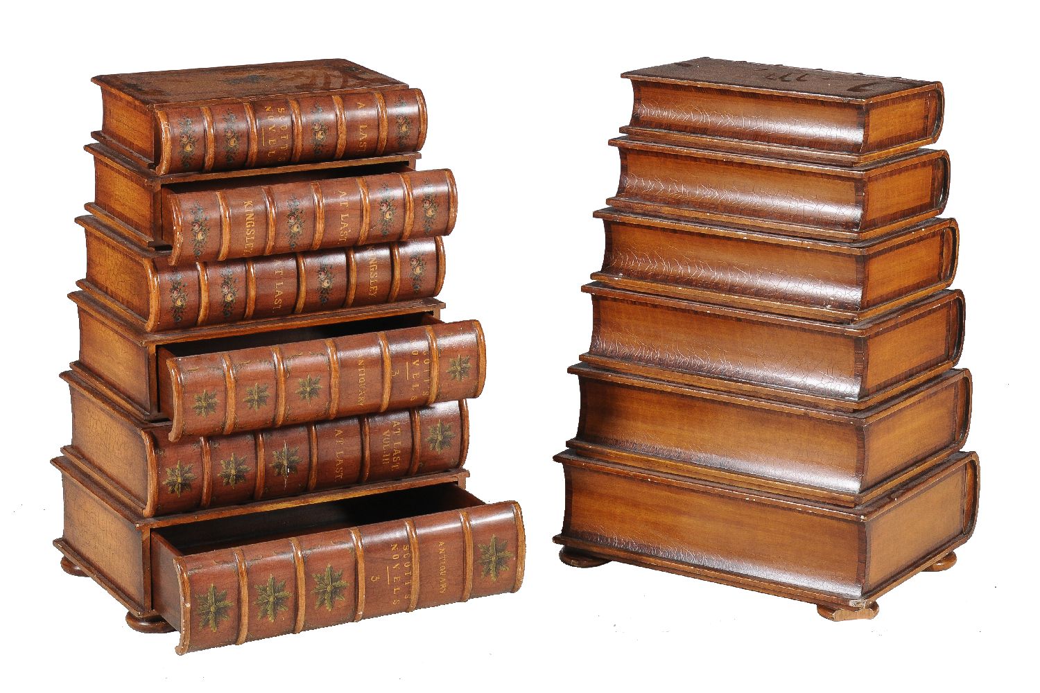 A pair of bedside chests in the form of six false book bindings - Image 2 of 5