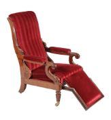 A William IV mahogany and upholstered library armchair