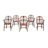 A harlequin set of eight Windsor armchairs
