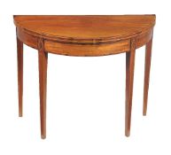 ϒ A George III mahogany, rosewood banded, and string inlaid card table