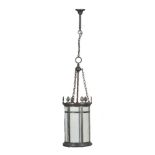 A metal and milk glass single light hall lantern
