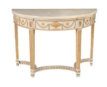 A cream painted and parcel gilt side table in late George III style