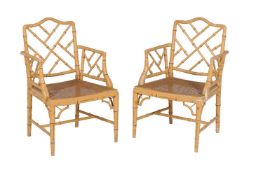 A set of twelve simulated bamboo armchairs