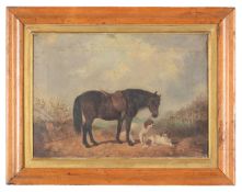 British School (19th century)Study of a horse and two spaniels