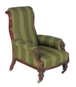 An early Victorian mahogany and upholstered armchair