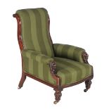 An early Victorian mahogany and upholstered armchair