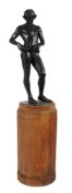 Mathieu Molitor, (German 1873 - 1929), a patinated bronze model of a youth, 'Gürtelbinder’