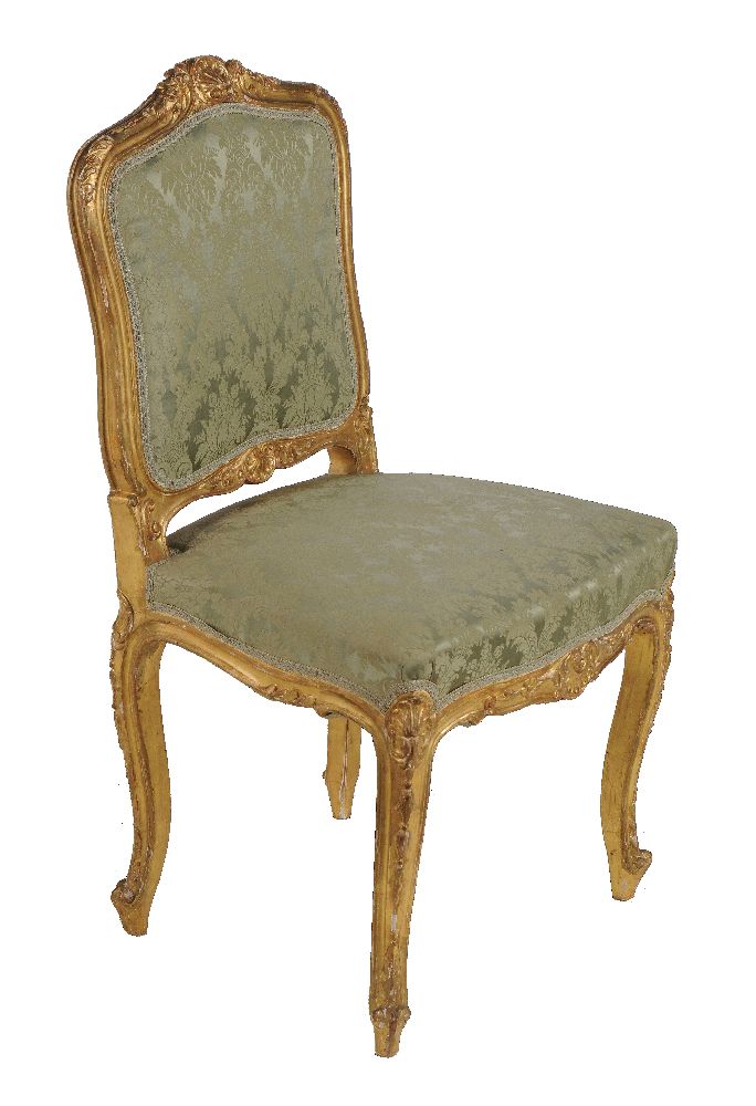 A set of four carved giltwood side chairs in Louis XV style - Image 2 of 2