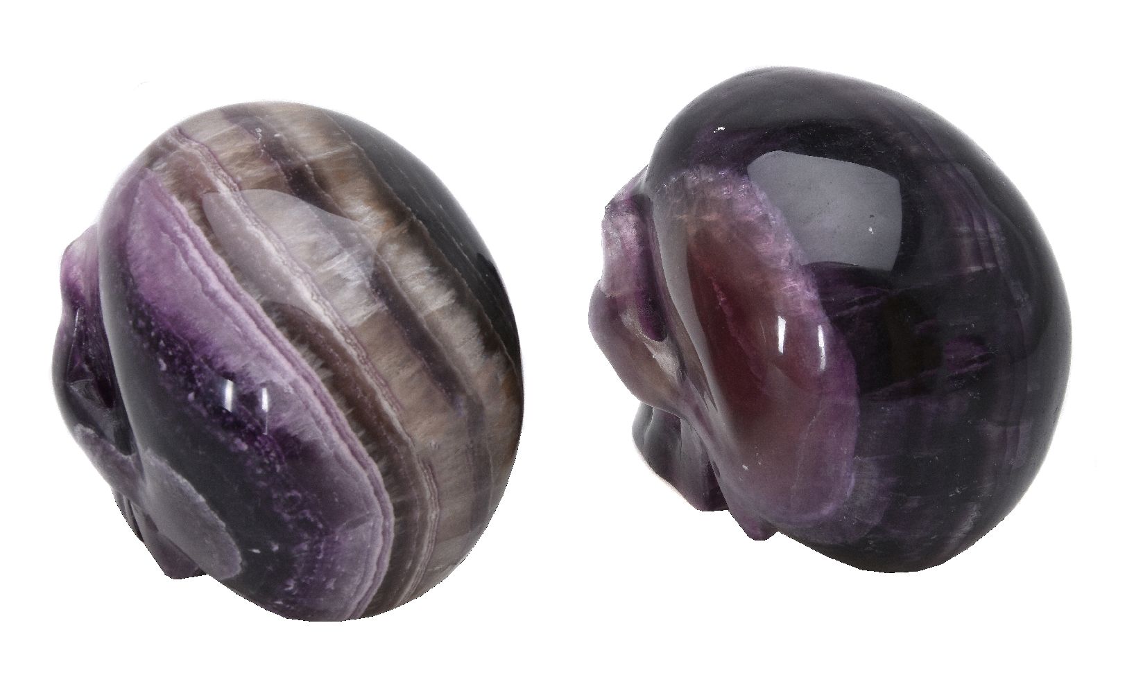 Two carved fluorspar (fluorite) models of human skulls - Image 2 of 2