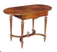 A French walnut, marquetry and gilt metal mounted occasional table, in Louis XVI style