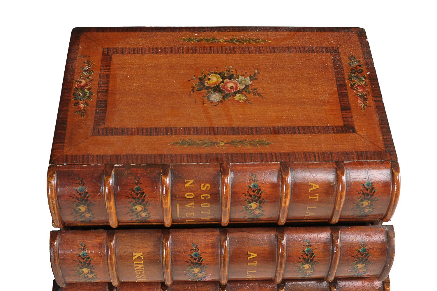 A pair of bedside chests in the form of six false book bindings - Image 5 of 5