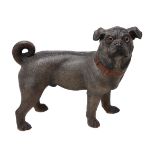 An Austrian painted terracotta model of a standing pug