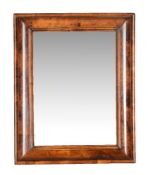 A burr walnut cushion framed mirror