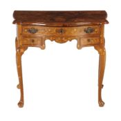 A Dutch walnut and marquetry inlaid side table