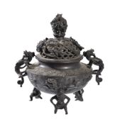 A Chinese bronze censer and cover