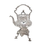 ϒ An electro-plated baluster kettle on stand