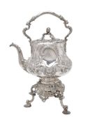 ϒ An electro-plated baluster kettle on stand