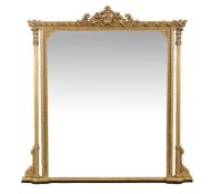 A Victorian giltwood and composition overmantel mirror