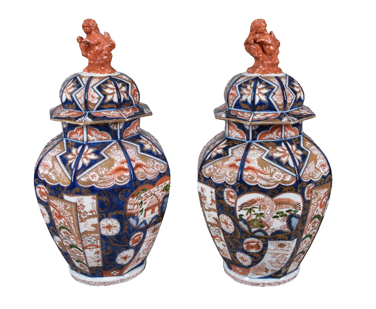 A pair of Japanese Imari porcelain vases