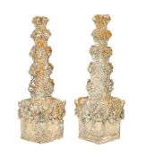 A pair of carved limestone architectural finials in Gothic style