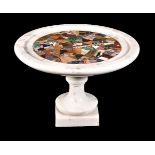 A sample marble and hardstone inset white marble tazza