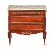 ϒ A mahogany, Kingwood, and gilt metal mounted commode in Louis XVI style