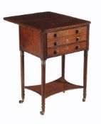 A Regency mahogany and satinwood banded work table