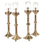 Two pairs of Gothic Revival table lamps