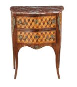 ϒ A French rosewood and parquetry inlaid petite commode