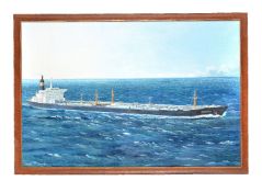 Syd Baker - Oil on canvas of the sea going tanker ‘Maasbree’