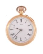 S. Smith & Son,18 carat gold open face fob watch