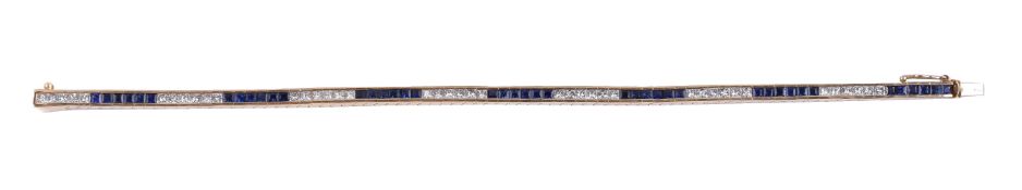 A sapphire and diamond bracelet