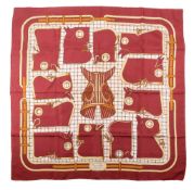 Hermès, Camails, a burgundy silk scarf