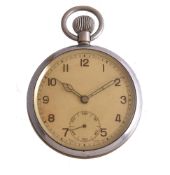 Unsigned,Military open face keyless wind pocket watch