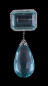 An impressive Edwardian aquamarine and diamond brooch