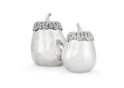 A graduated pair of Italian silver coloured novelty boxes by l.M.A. di Guerci & C.