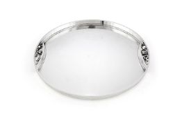 Georg Jensen, a Danish silver circular twin handled tray