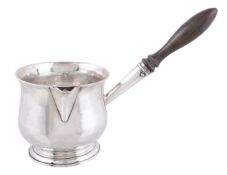 A George III silver baluster brandy pan by Walter Brind