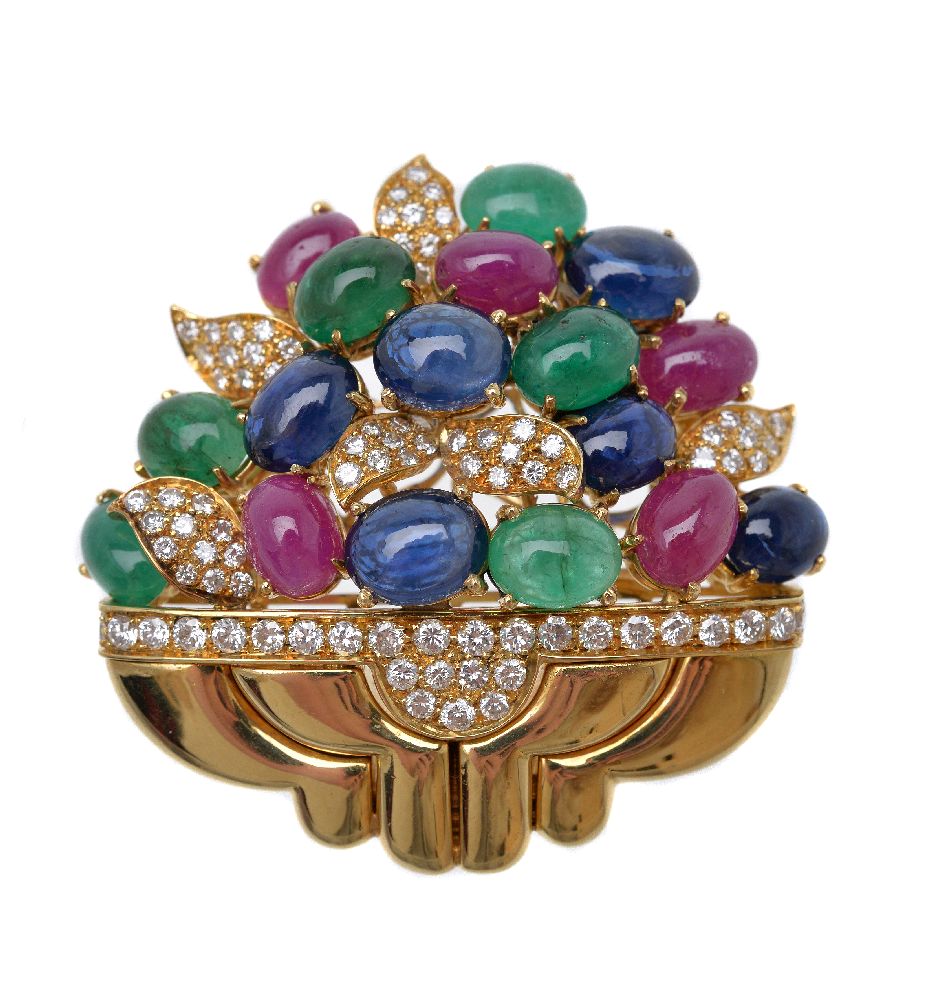 A multi gem set giardinetto brooch
