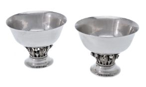 Georg Jensen, a pair Danish silver pedestal bowls