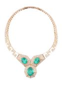 An emerald and diamond necklace