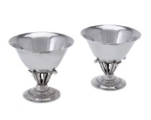 Georg Jensen, a pair of Danish silver pedestal bowls